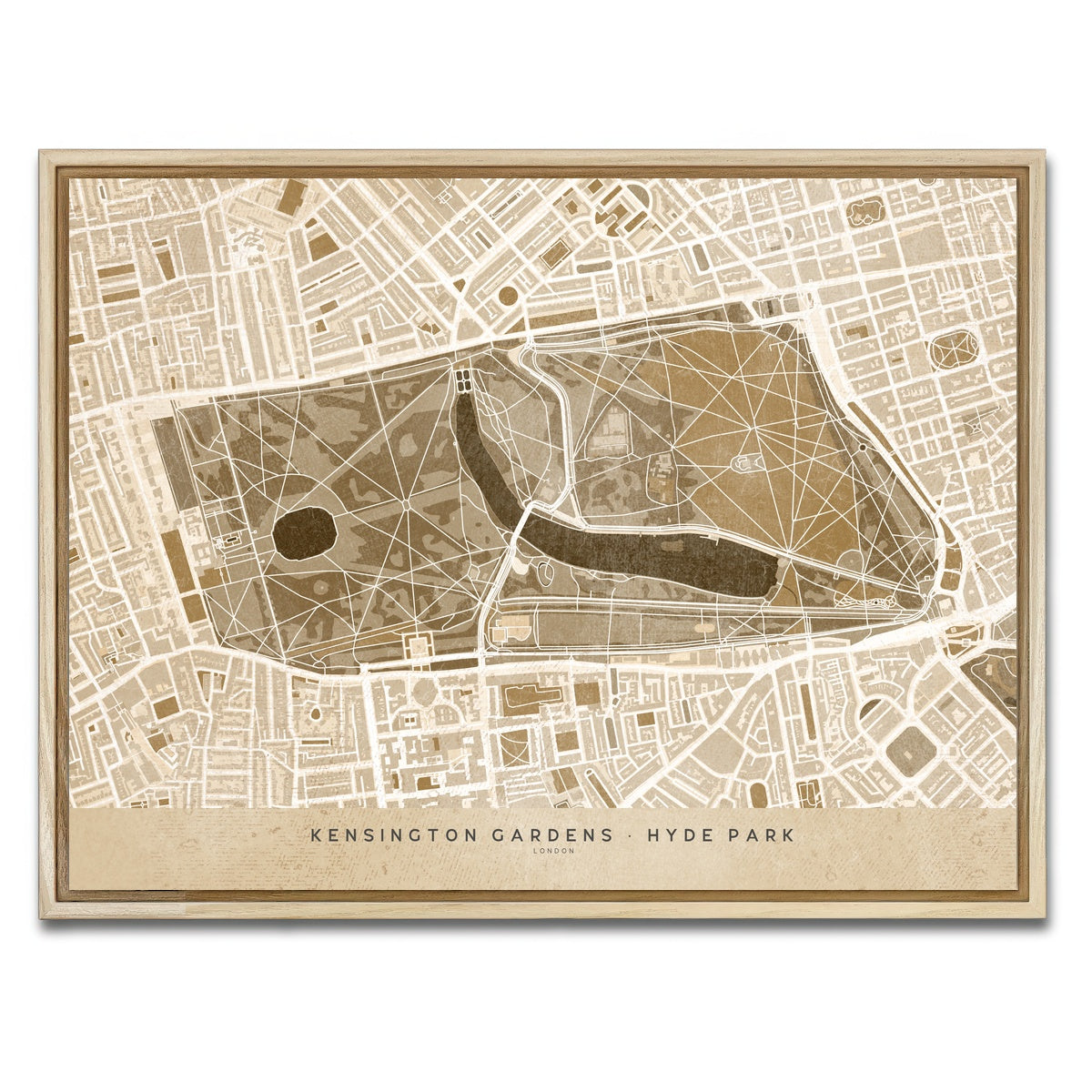 AUTO-MOCKUP WHITE | Hyde Park Map | 1 Piece | Natural Framed Canvas | group=4x3