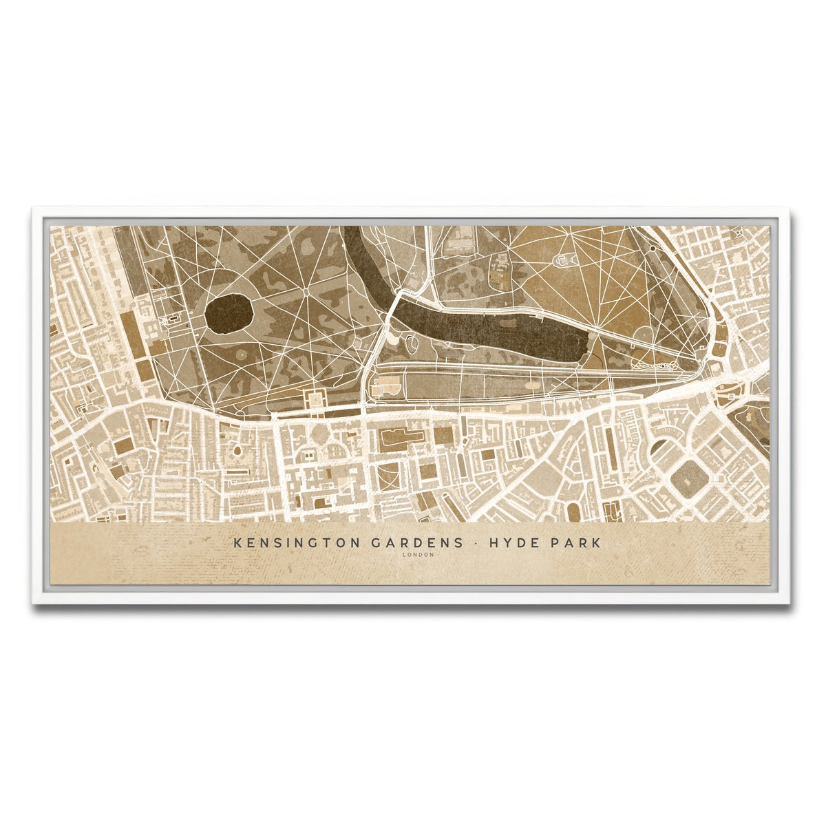 AUTO-MOCKUP WHITE | Hyde Park Map | 1 Piece | White Framed Canvas | group=2x1