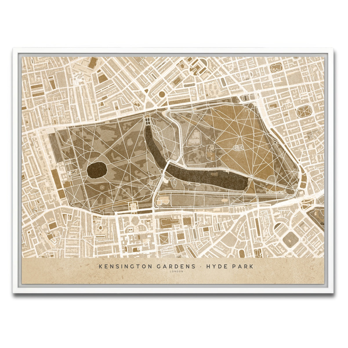 AUTO-MOCKUP WHITE | Hyde Park Map | 1 Piece | White Framed Canvas | group=4x3