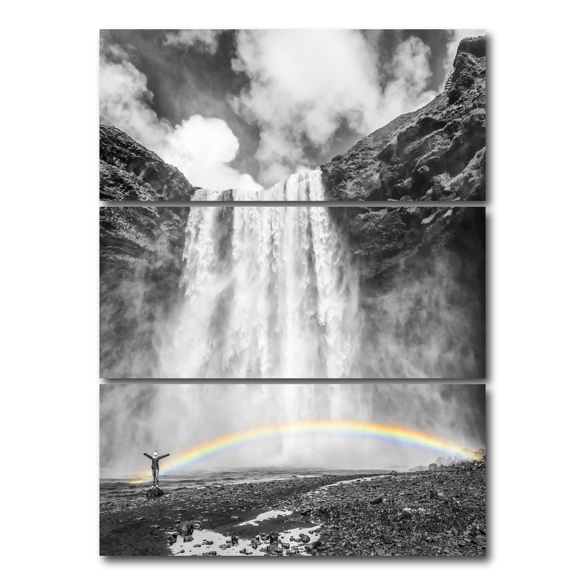 AUTO-MOCKUP WHITE | Iceland Skogafoss | 3 Piece | Gallery Wrap Canvas | group=8x18_stacked