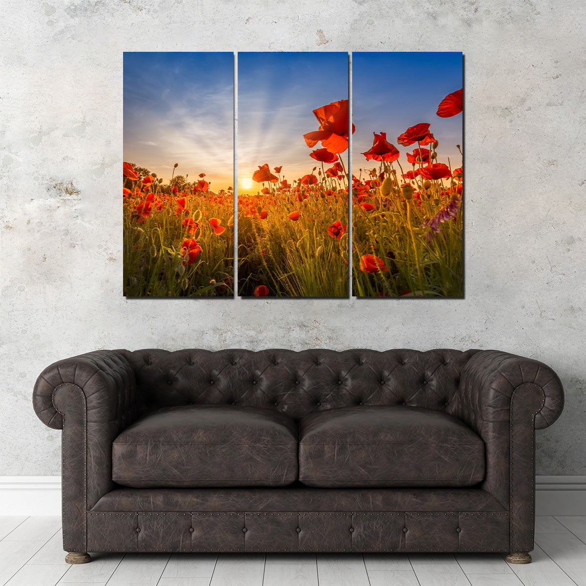 Idyllic Sunset in a Field of Poppies Wall Art