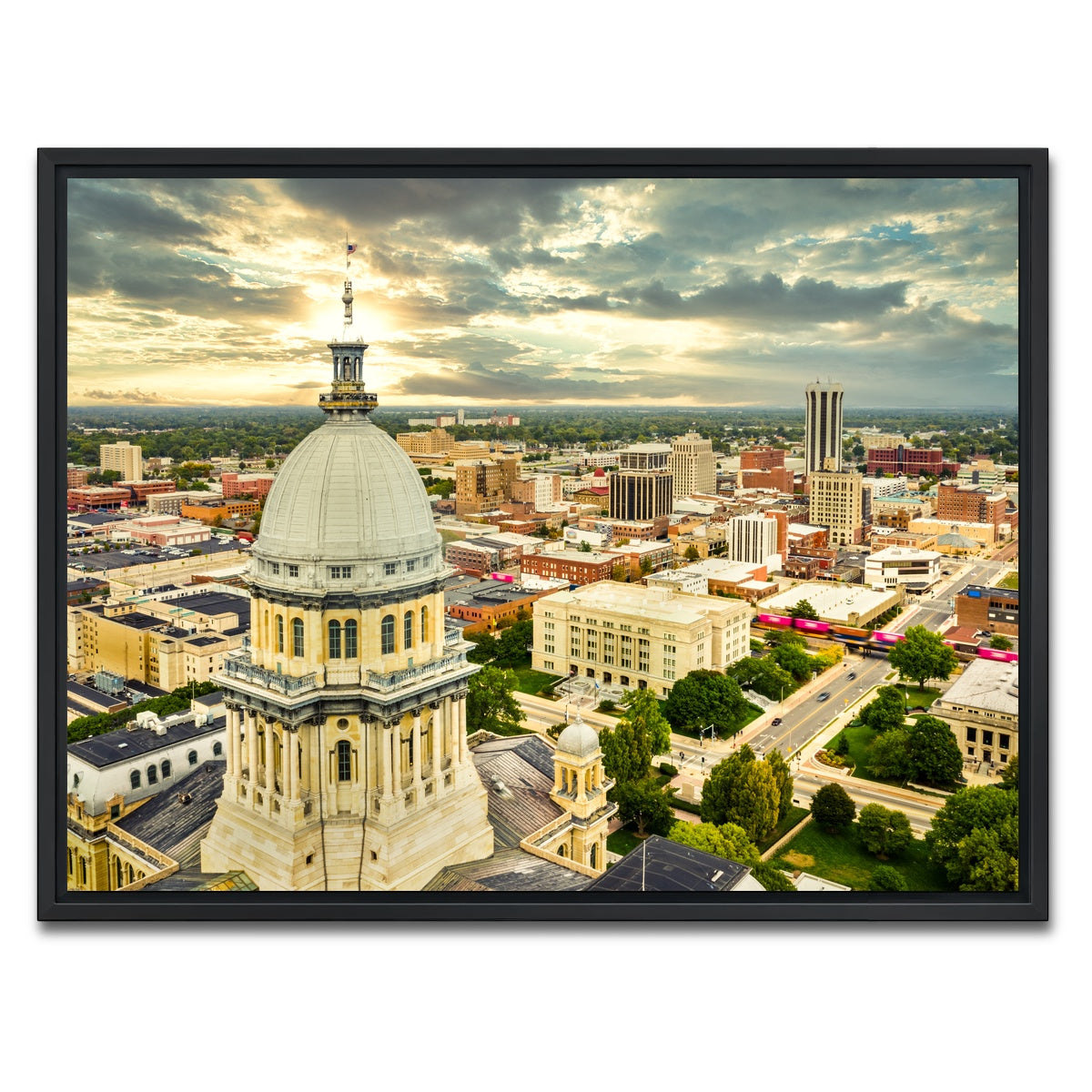 AUTO-MOCKUP WHITE | Illinois State Capitol & Springfield | 1 Piece | Black Framed Canvas | group=4x3