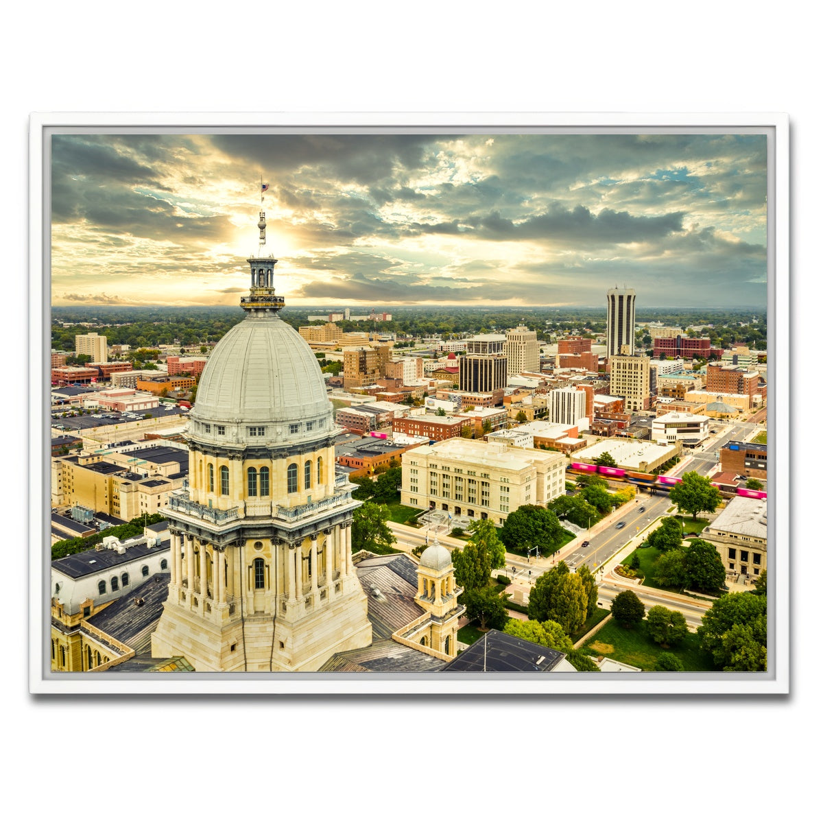 AUTO-MOCKUP WHITE | Illinois State Capitol & Springfield | 1 Piece | White Framed Canvas | group=4x3