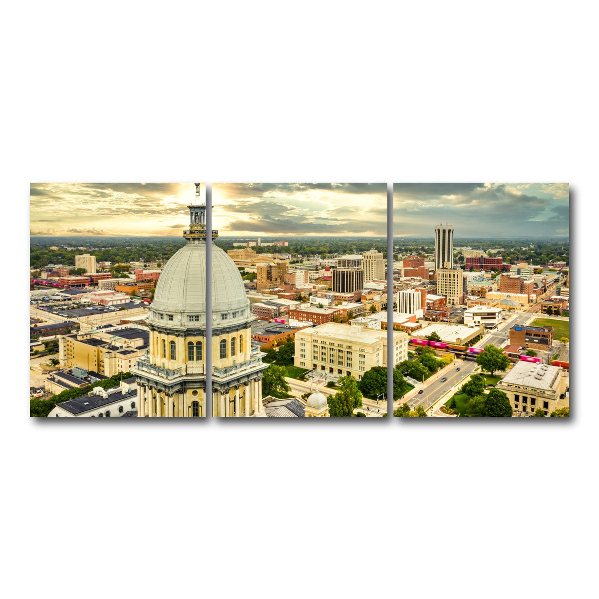 AUTO-MOCKUP WHITE | Illinois State Capitol & Springfield | 3 Piece | Gallery Wrap Canvas | group=18x24