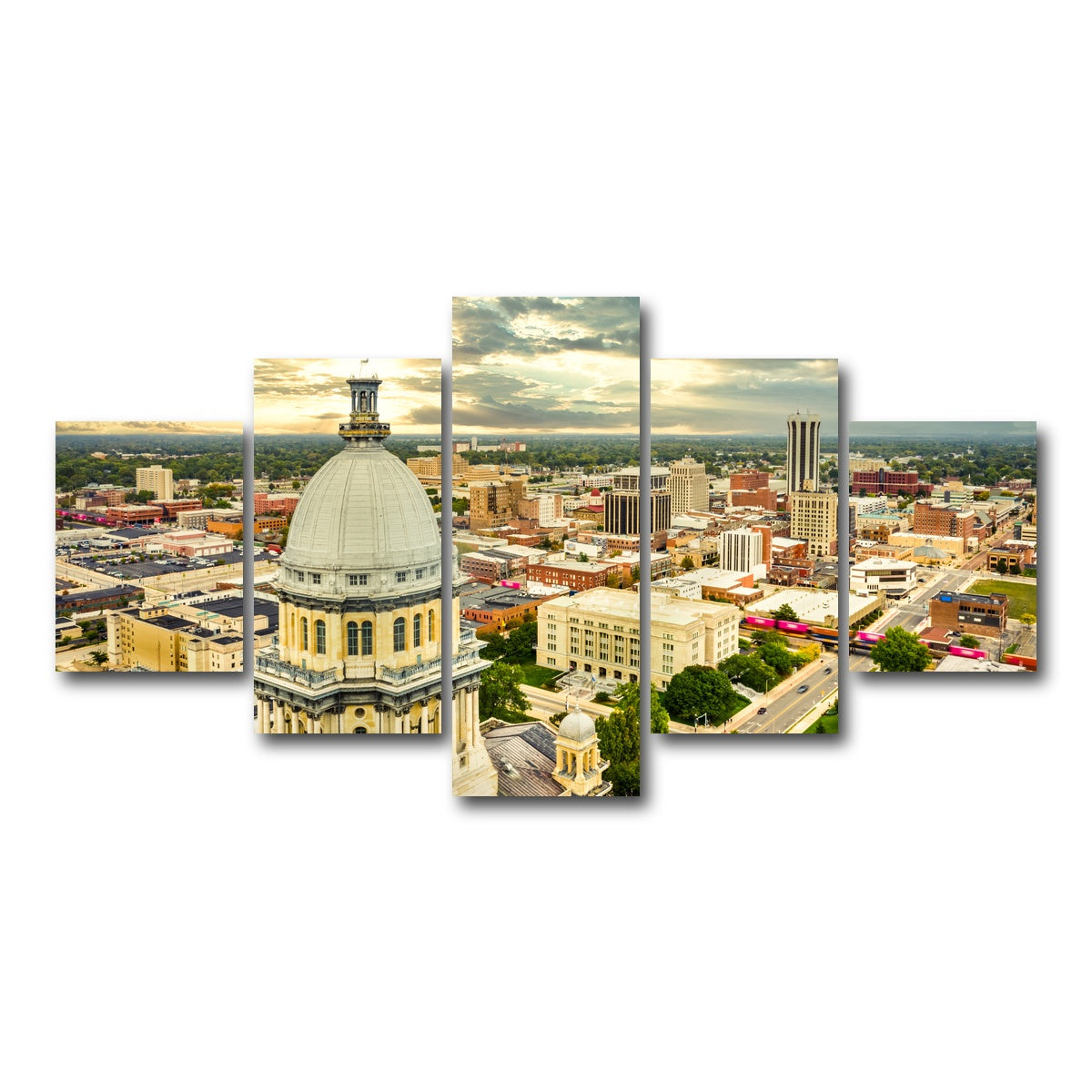 AUTO-MOCKUP WHITE | Illinois State Capitol & Springfield | 5 Piece | Gallery Wrap Canvas | group=5_short