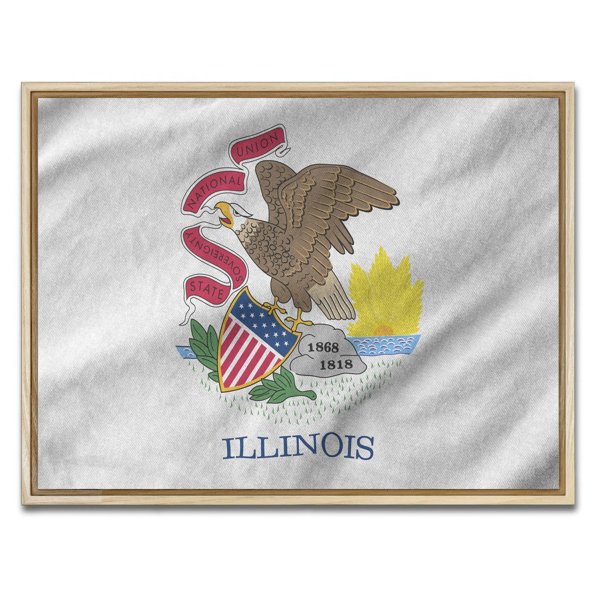AUTO-MOCKUP WHITE | Illinois State Flag | 1 Piece | Natural Framed Canvas | group=4x3