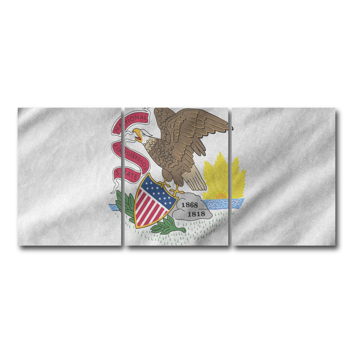 AUTO-MOCKUP WHITE | Illinois State Flag | 3 Piece | Gallery Wrap Canvas | group=18x24