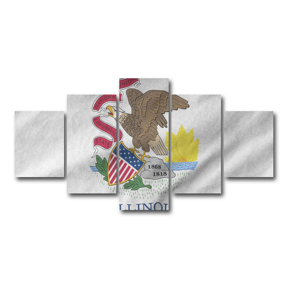 AUTO-MOCKUP WHITE | Illinois State Flag | 5 Piece | Gallery Wrap Canvas | group=5_short