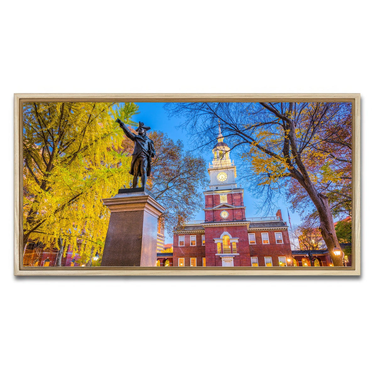 AUTO-MOCKUP WHITE | Independence Hall in Philadelphia | 1 Piece | Natural Framed Canvas | group=2x1
