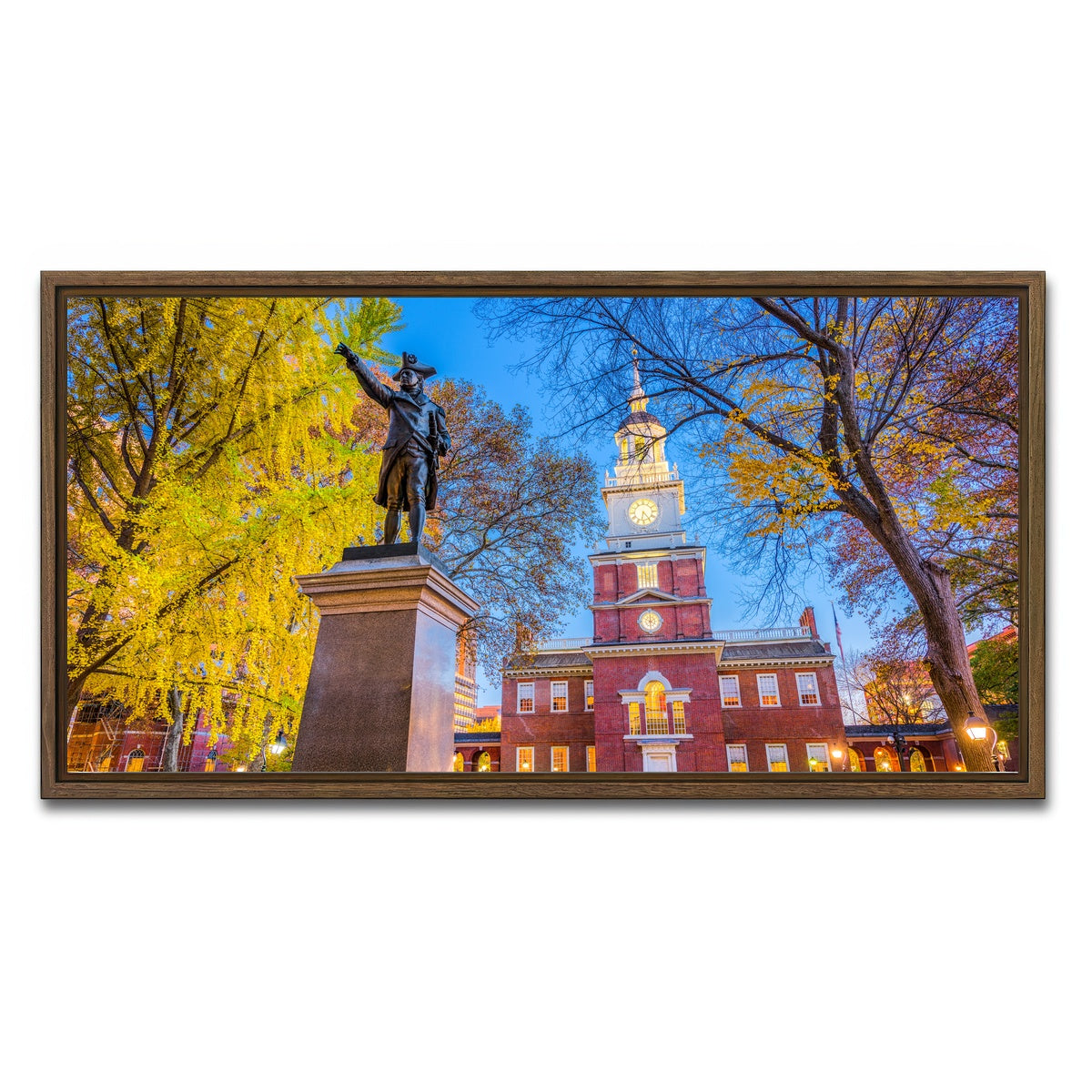 AUTO-MOCKUP WHITE | Independence Hall in Philadelphia | 1 Piece | Walnut Framed Canvas | group=2x1