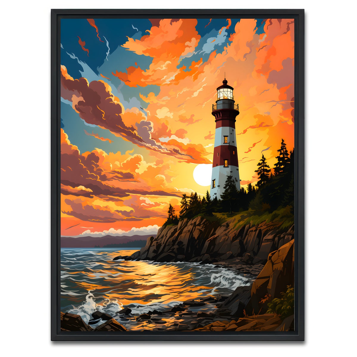 AUTO-MOCKUP WHITE | India - Kovalam Lighthouse | 1 Piece | Black Framed Canvas | group=3x4