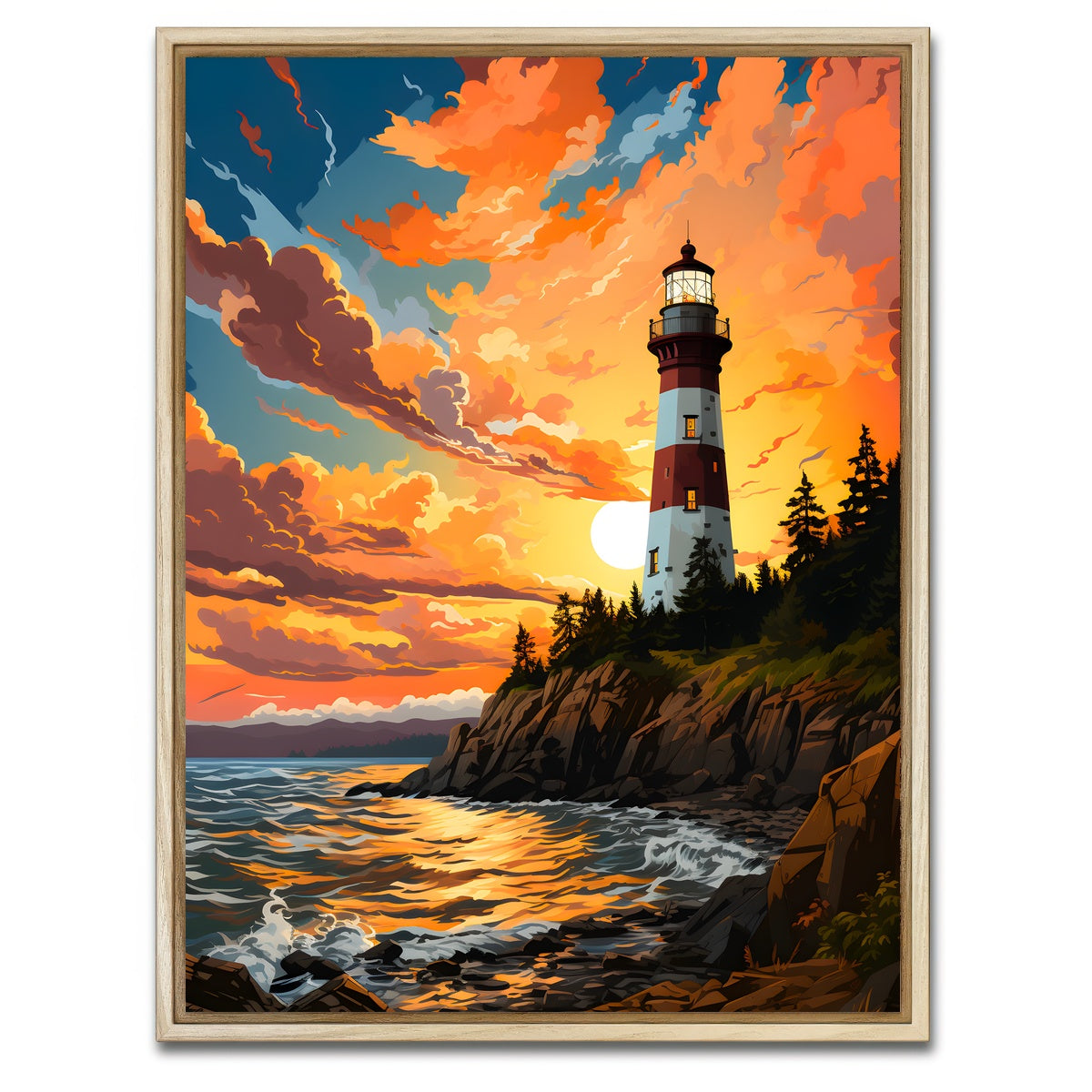 AUTO-MOCKUP WHITE | India - Kovalam Lighthouse | 1 Piece | Natural Framed Canvas | group=3x4