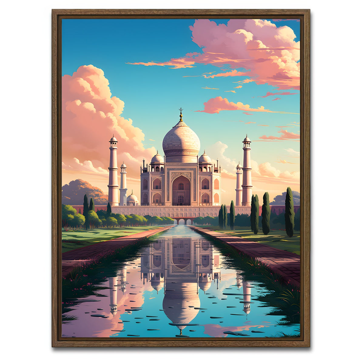 AUTO-MOCKUP WHITE | India - Taj Mahal | 1 Piece | Walnut Framed Canvas | group=3x4