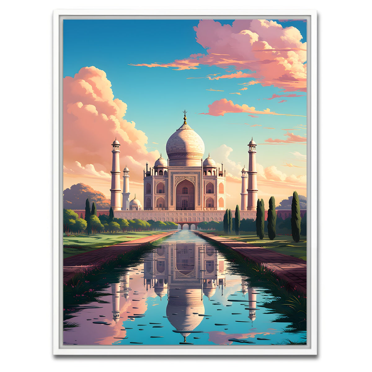 AUTO-MOCKUP WHITE | India - Taj Mahal | 1 Piece | White Framed Canvas | group=3x4
