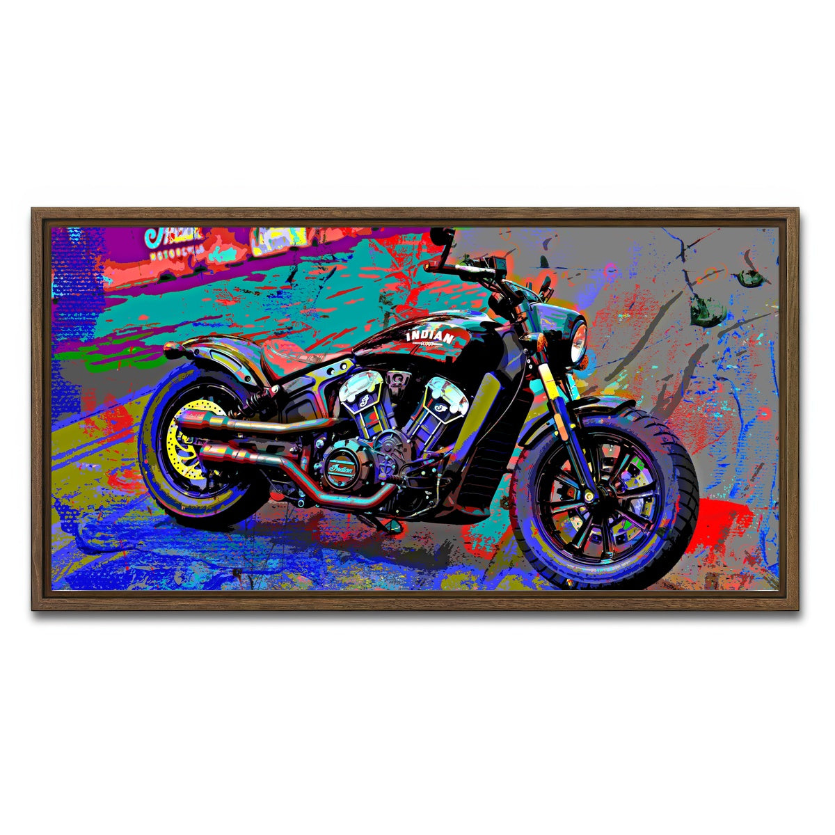 AUTO-MOCKUP WHITE | Indian Motorcycle | 1 Piece | Walnut Framed Canvas | group=2x1