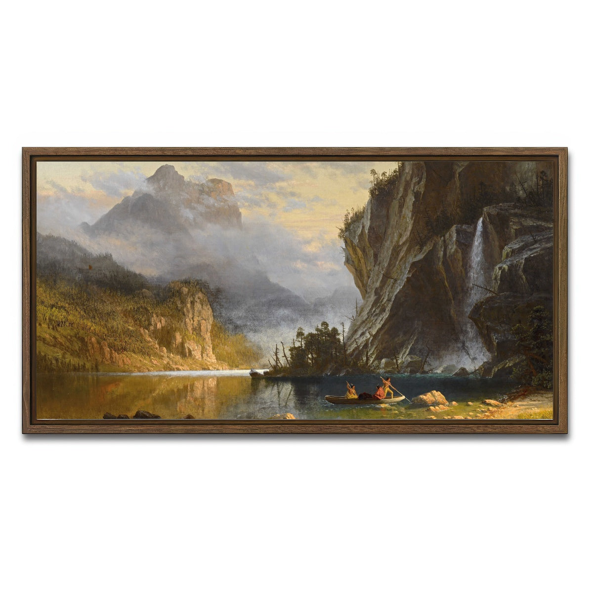 AUTO-MOCKUP WHITE | Indians Spear Fishing | 1 Piece | Walnut Framed Canvas | group=2x1