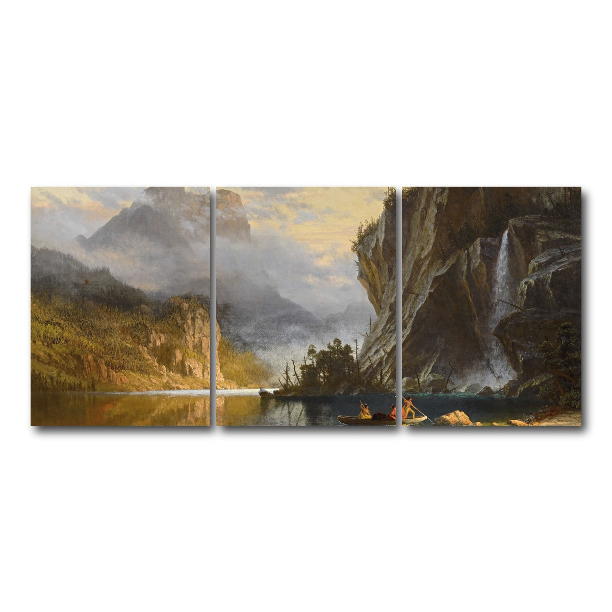 AUTO-MOCKUP WHITE | Indians Spear Fishing | 3 Piece | Gallery Wrap Canvas | group=18x24