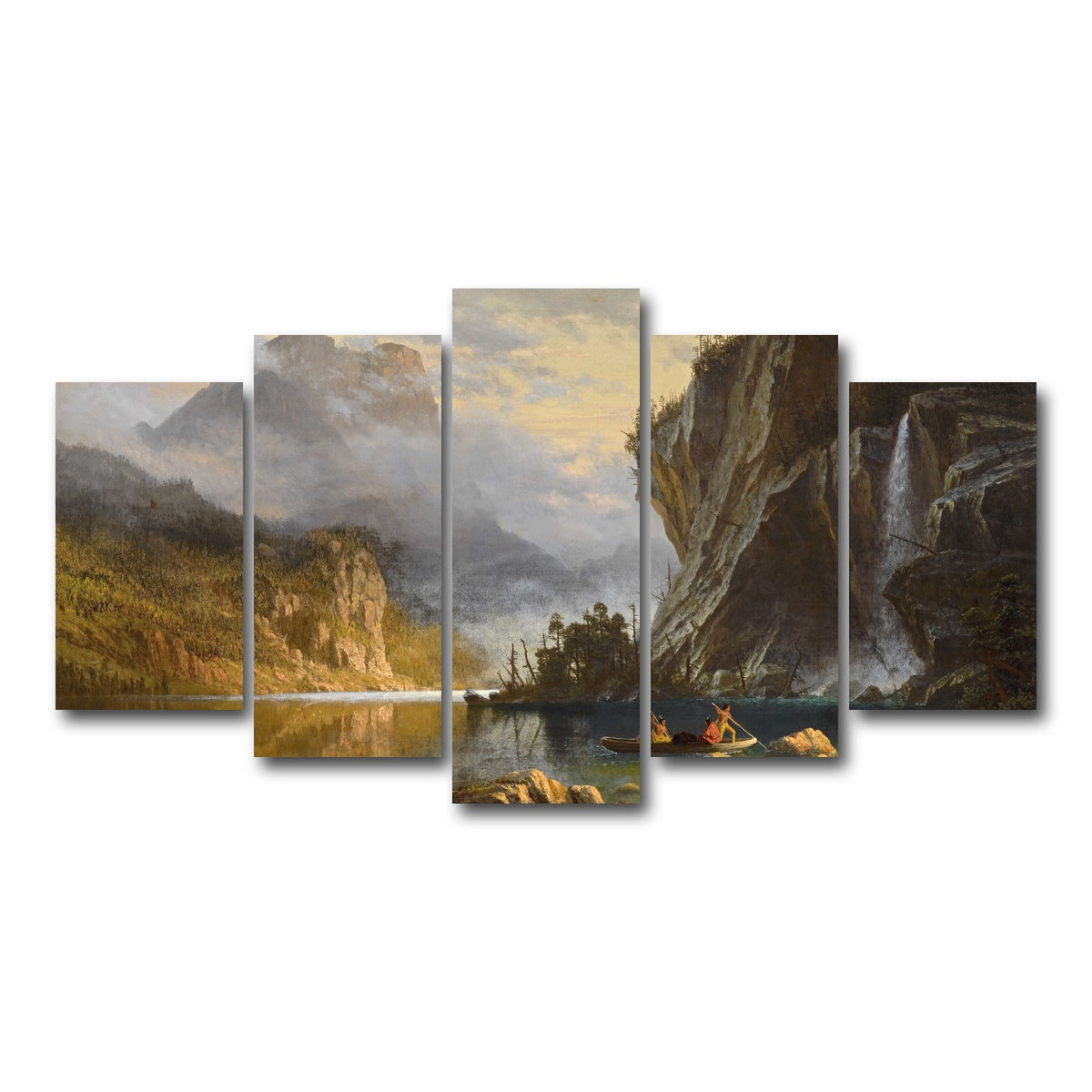 AUTO-MOCKUP WHITE | Indians Spear Fishing | 5 Piece | Gallery Wrap Canvas | group=5_normal