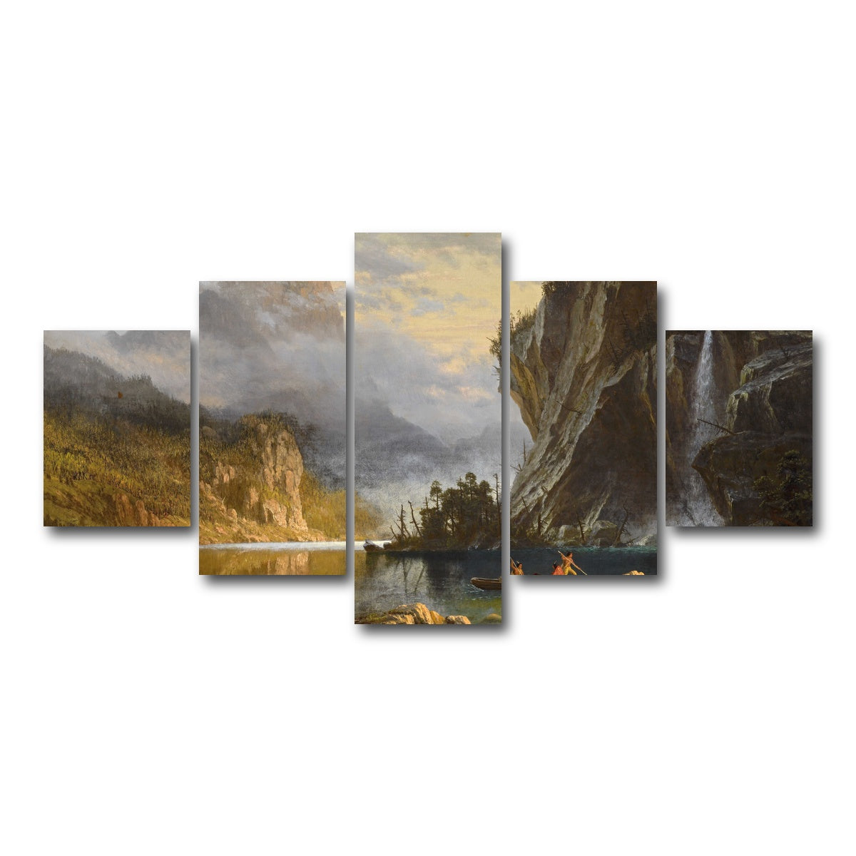 AUTO-MOCKUP WHITE | Indians Spear Fishing | 5 Piece | Gallery Wrap Canvas | group=5_short