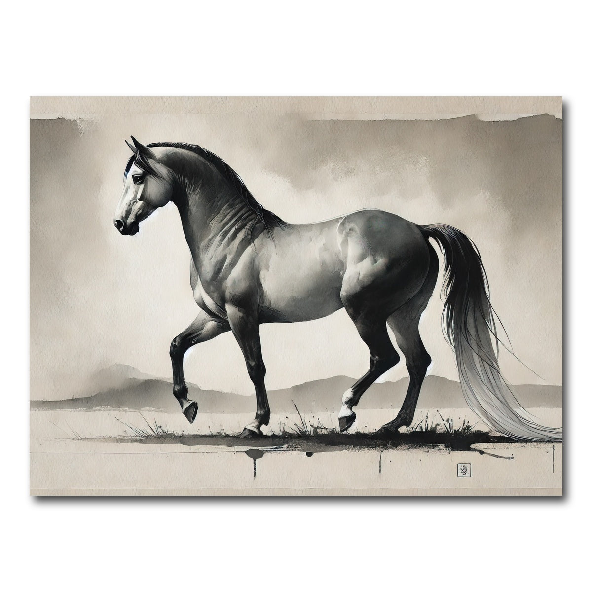 AUTO-MOCKUP WHITE | Ink Wash Horse | 1 Piece | Gallery Wrap Canvas | group=4x3