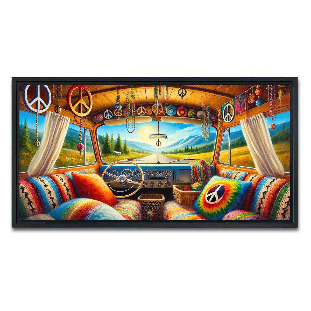 AUTO-MOCKUP WHITE | Inside a Hippie Van | 1 Piece | Black Framed Canvas | group=2x1