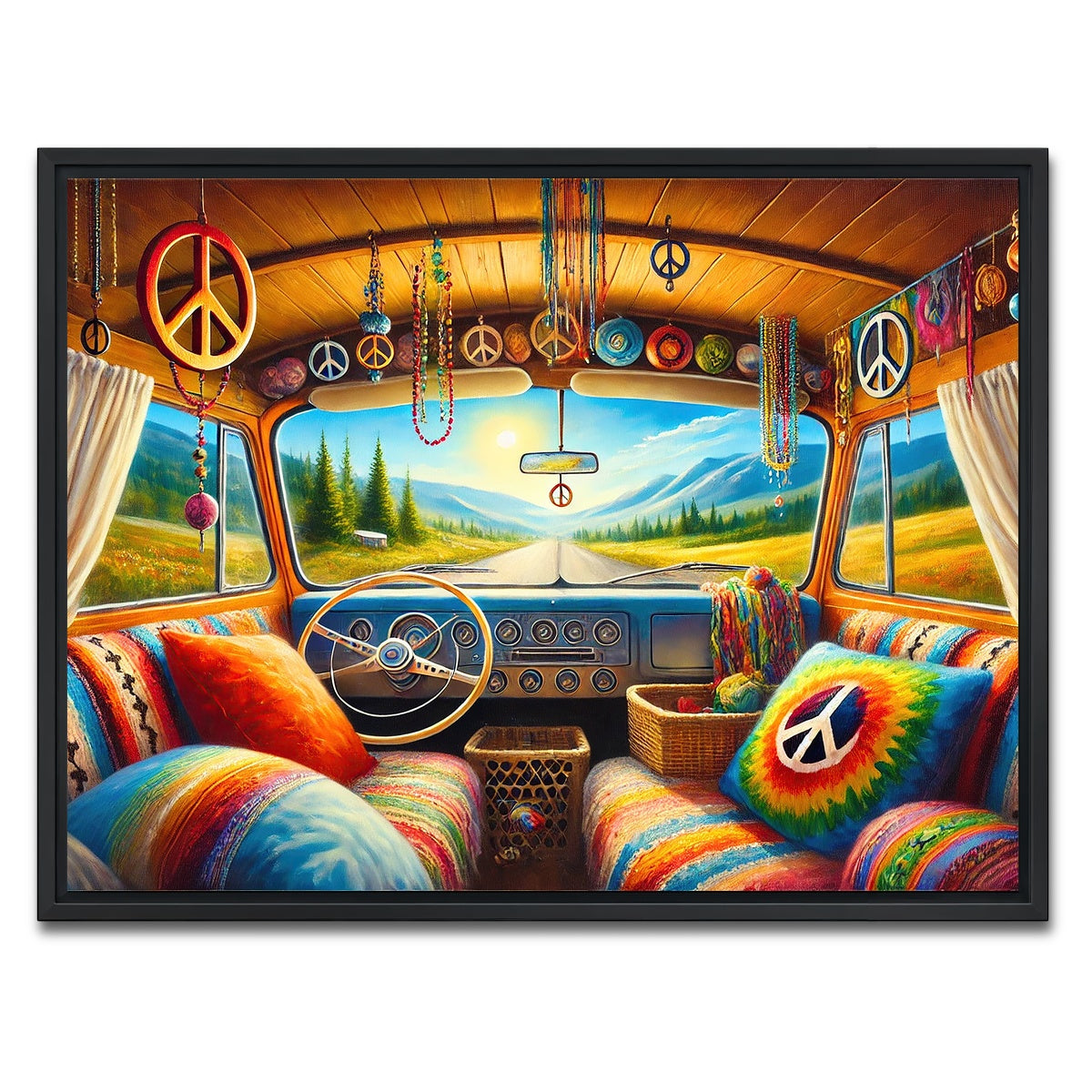 AUTO-MOCKUP WHITE | Inside a Hippie Van | 1 Piece | Black Framed Canvas | group=4x3