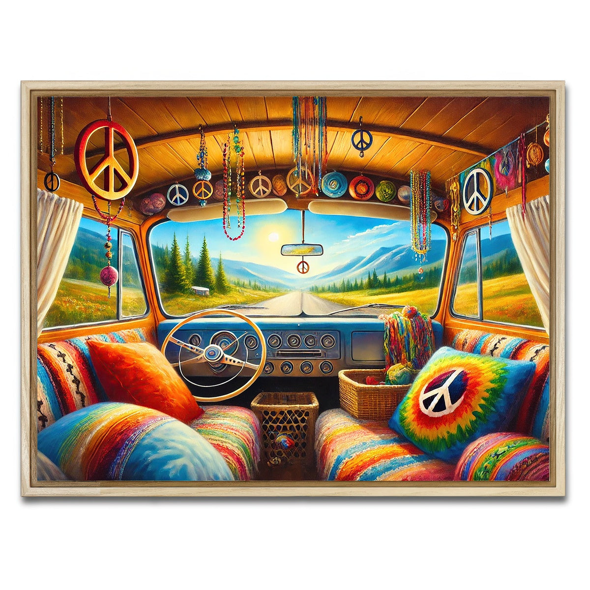 AUTO-MOCKUP WHITE | Inside a Hippie Van | 1 Piece | Natural Framed Canvas | group=4x3