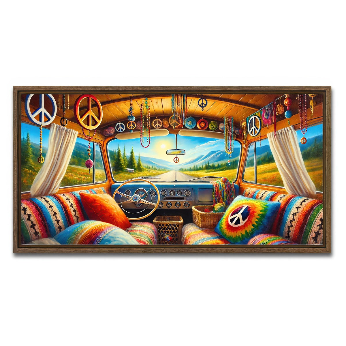 AUTO-MOCKUP WHITE | Inside a Hippie Van | 1 Piece | Walnut Framed Canvas | group=2x1