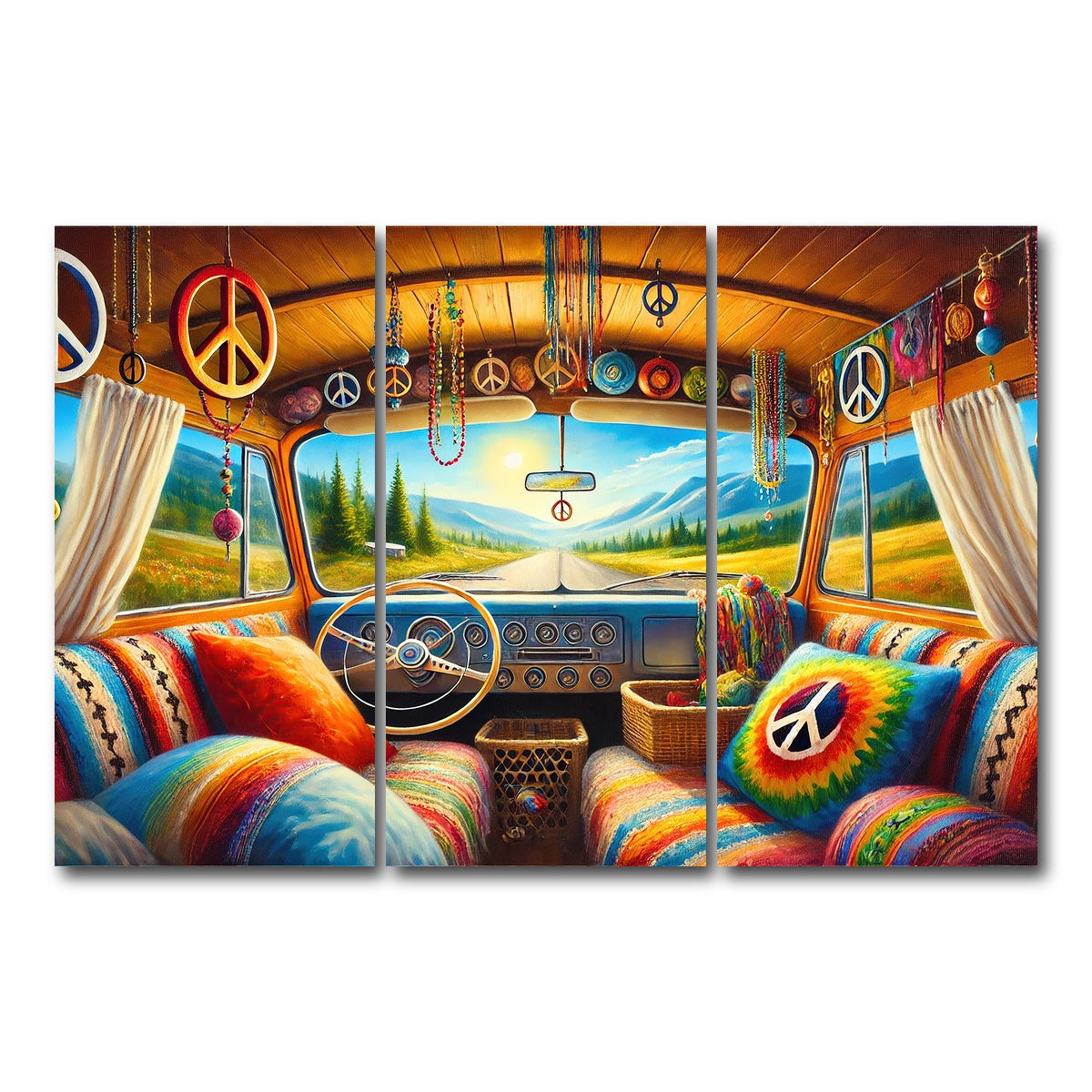 AUTO-MOCKUP WHITE | Inside a Hippie Van | 3 Piece | Gallery Wrap Canvas | group=12x24
