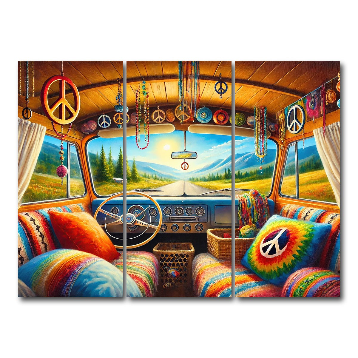 AUTO-MOCKUP WHITE | Inside a Hippie Van | 3 Piece | Gallery Wrap Canvas | group=8x18