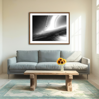 AUTO-MOCKUP ROOM | Interstellar Gargantua Grayscale Wall Art