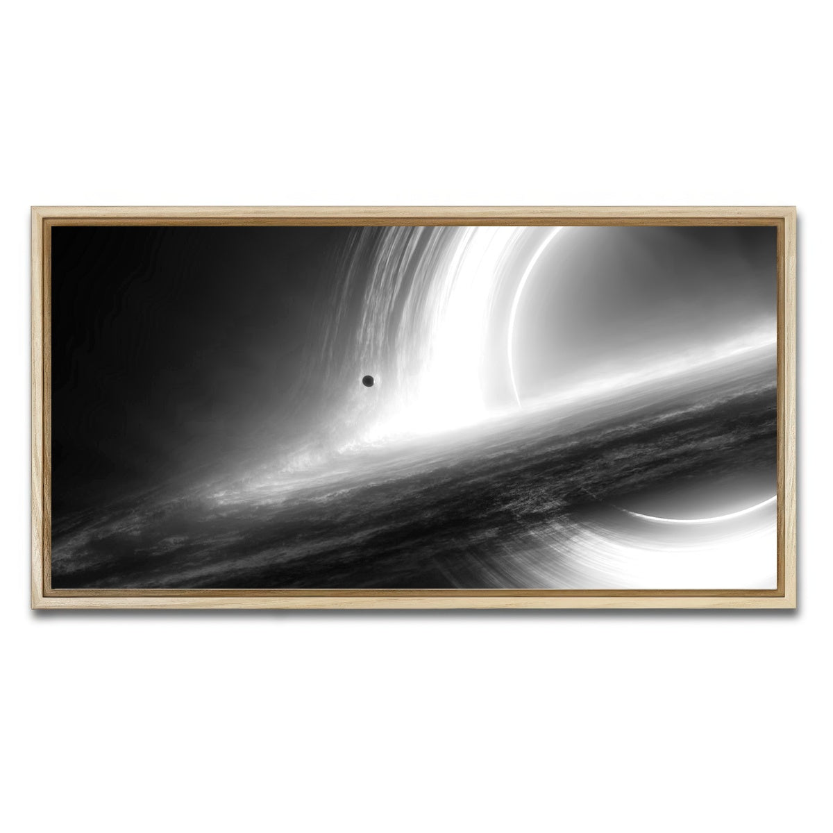 AUTO-MOCKUP WHITE | Interstellar Gargantua Grayscale | 1 Piece | Natural Framed Canvas | group=2x1