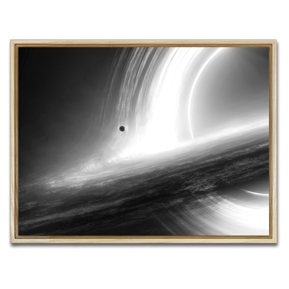 AUTO-MOCKUP WHITE | Interstellar Gargantua Grayscale | 1 Piece | Natural Framed Canvas | group=4x3