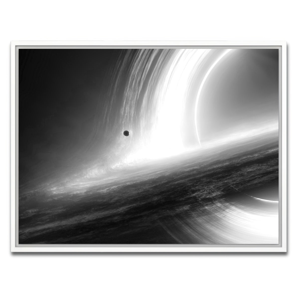 AUTO-MOCKUP WHITE | Interstellar Gargantua Grayscale | 1 Piece | White Framed Canvas | group=4x3