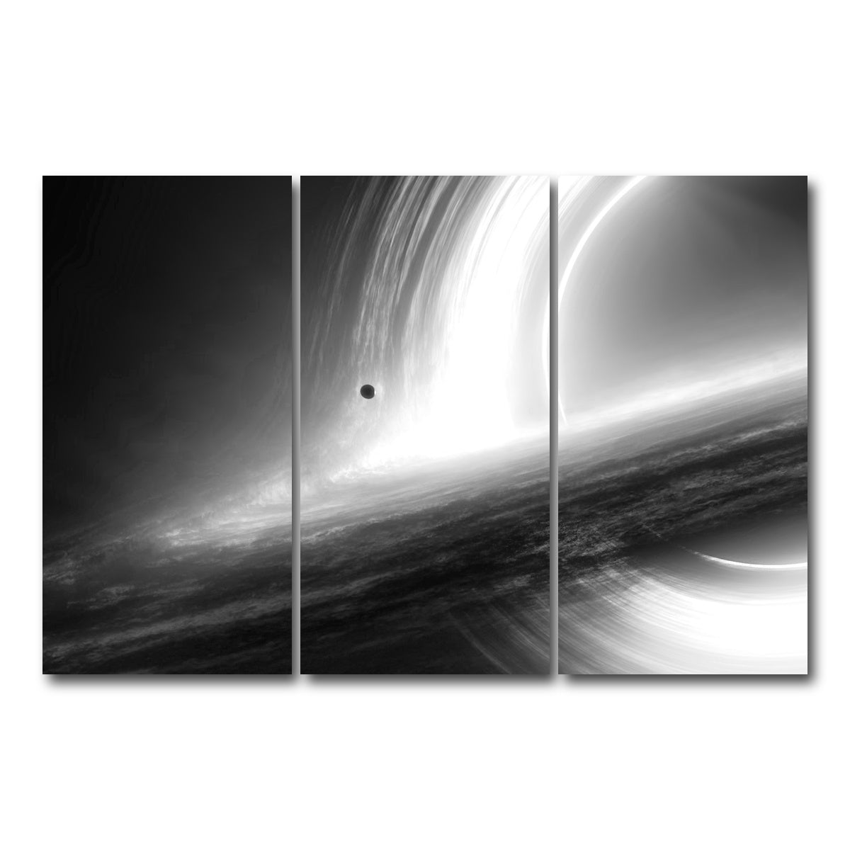 AUTO-MOCKUP WHITE | Interstellar Gargantua Grayscale | 3 Piece | Gallery Wrap Canvas | group=12x24