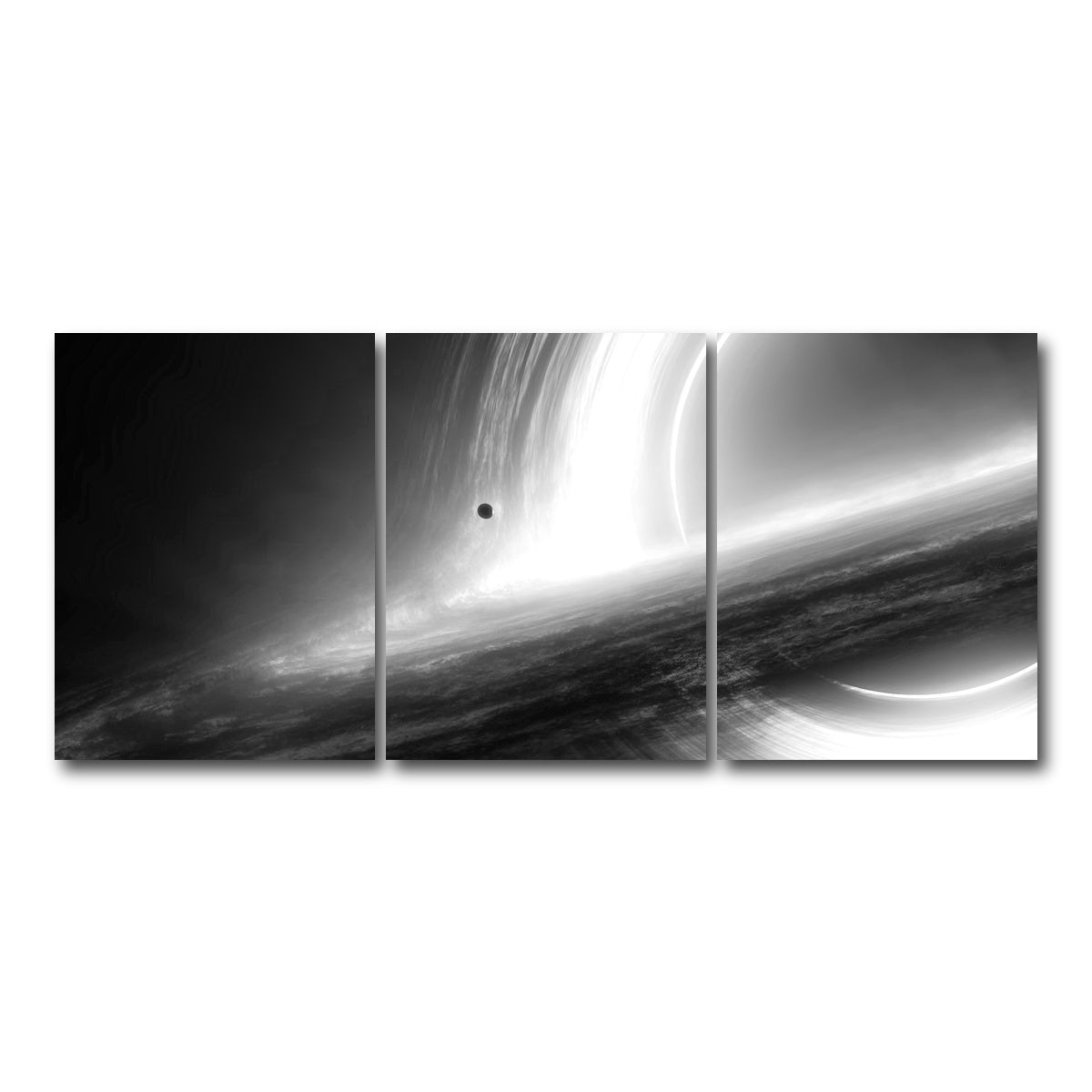 AUTO-MOCKUP WHITE | Interstellar Gargantua Grayscale | 3 Piece | Gallery Wrap Canvas | group=18x24