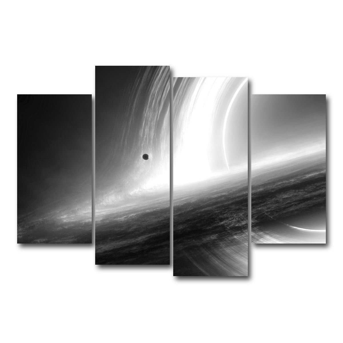 AUTO-MOCKUP WHITE | Interstellar Gargantua Grayscale | 4 Piece | Gallery Wrap Canvas | group=4_short