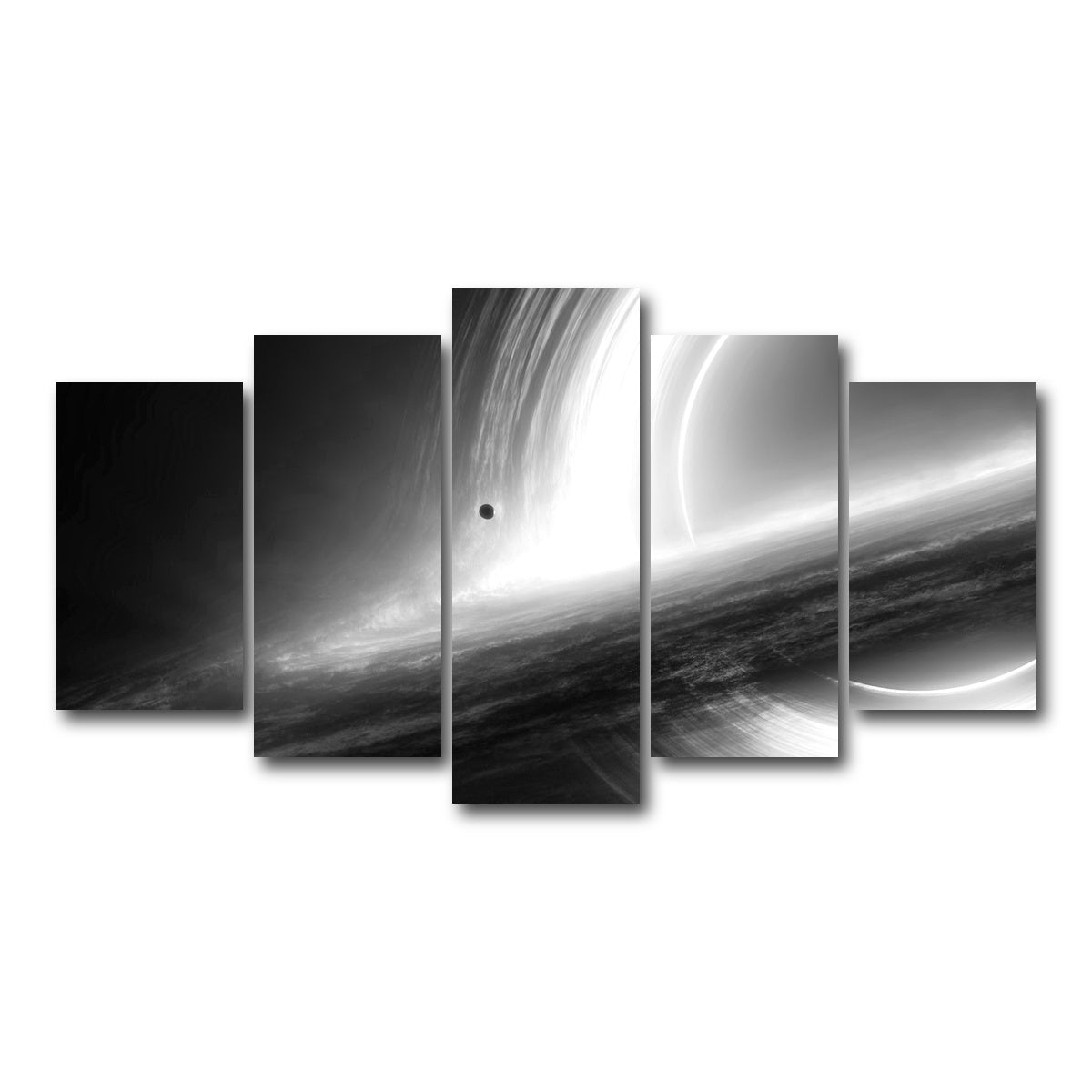 AUTO-MOCKUP WHITE | Interstellar Gargantua Grayscale | 5 Piece | Gallery Wrap Canvas | group=5_normal