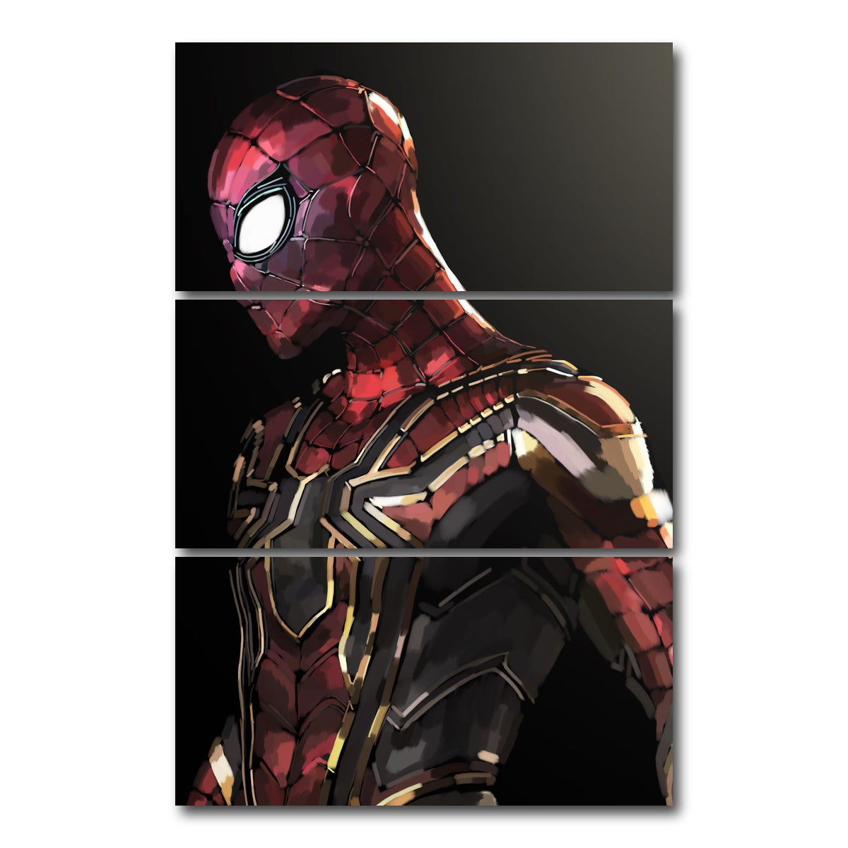AUTO-MOCKUP WHITE | Iron Spider Side profile | 3 Piece | Gallery Wrap Canvas | group=12x24_stacked