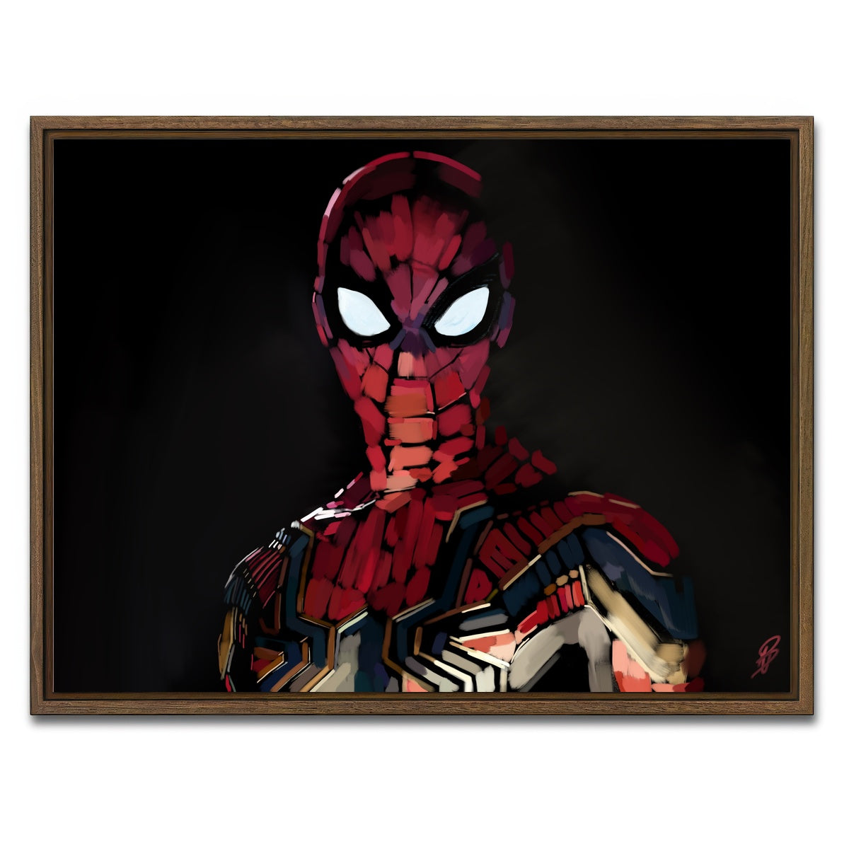 AUTO-MOCKUP WHITE | Iron Spider portrait | 1 Piece | Walnut Framed Canvas | group=4x3