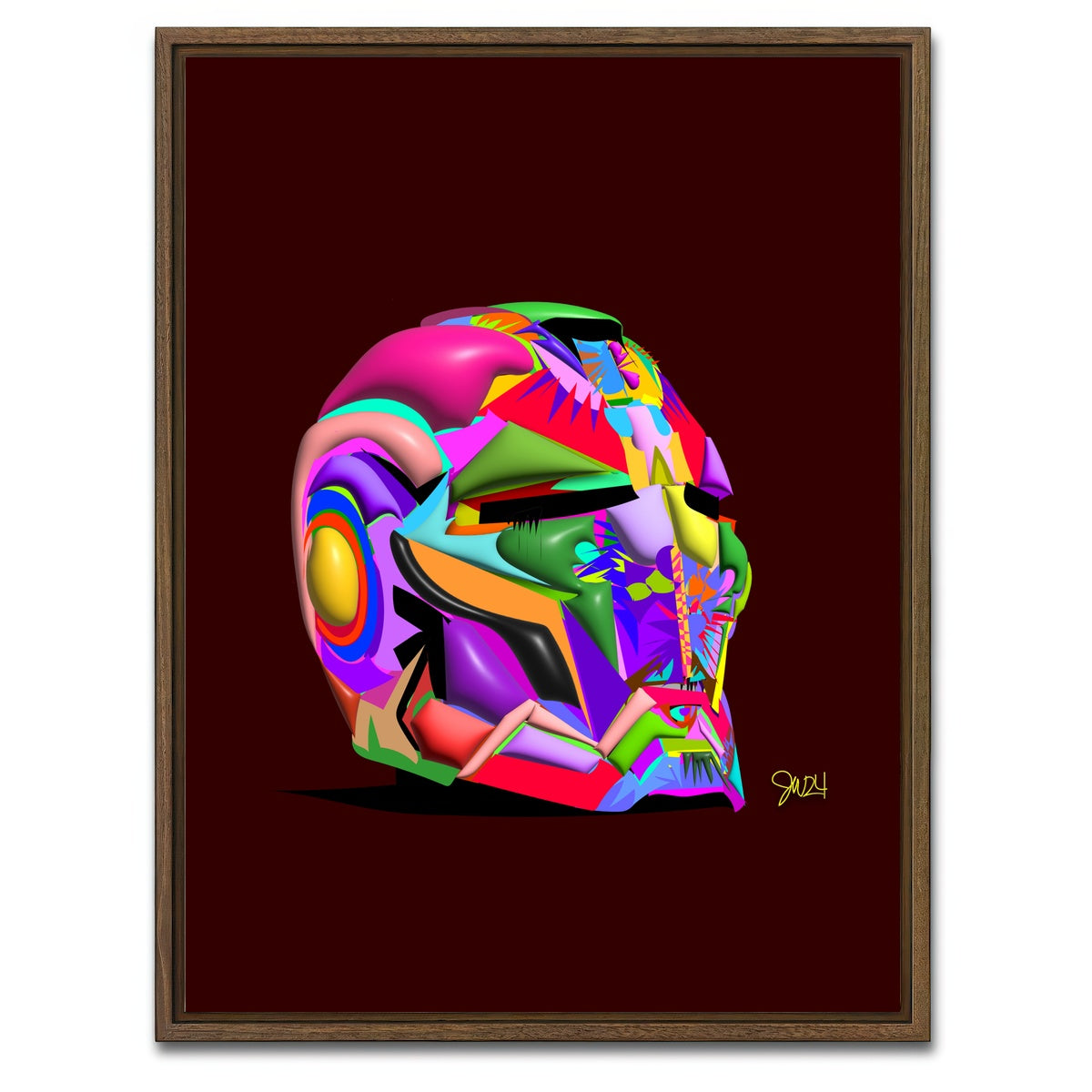 AUTO-MOCKUP WHITE | Iron man Helmet | 1 Piece | Walnut Framed Canvas | group=3x4
