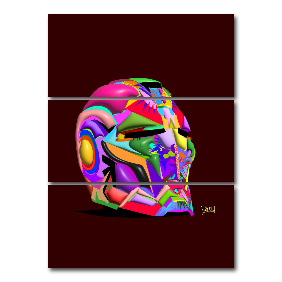 AUTO-MOCKUP WHITE | Iron man Helmet | 3 Piece | Gallery Wrap Canvas | group=8x18_stacked