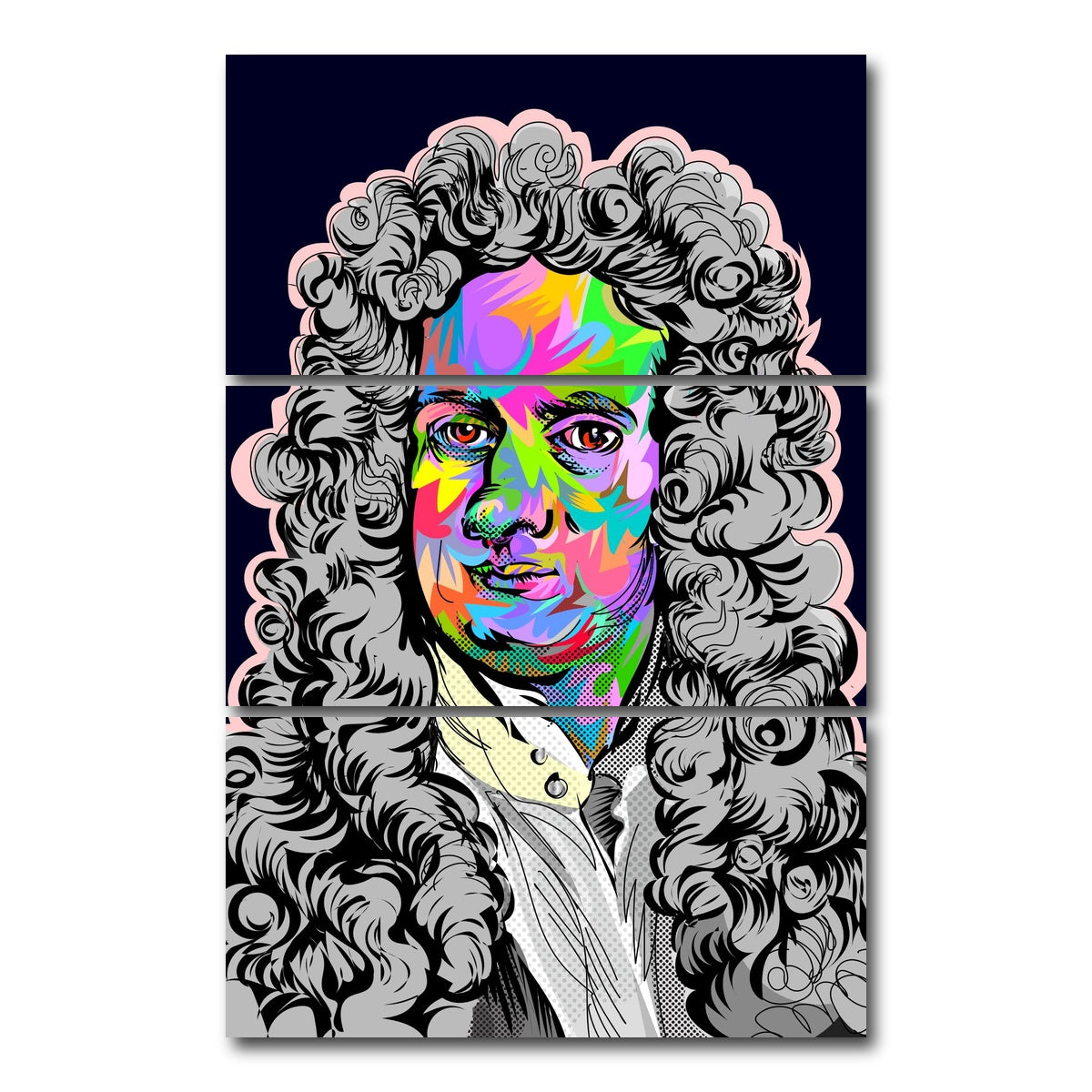 AUTO-MOCKUP WHITE | Isaac Newton | 3 Piece | Gallery Wrap Canvas | group=12x24_stacked