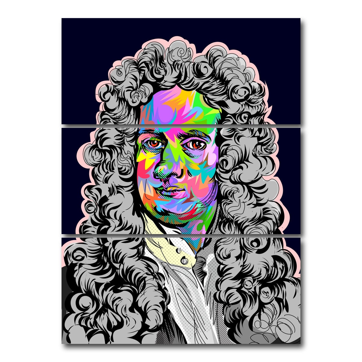 AUTO-MOCKUP WHITE | Isaac Newton | 3 Piece | Gallery Wrap Canvas | group=8x18_stacked