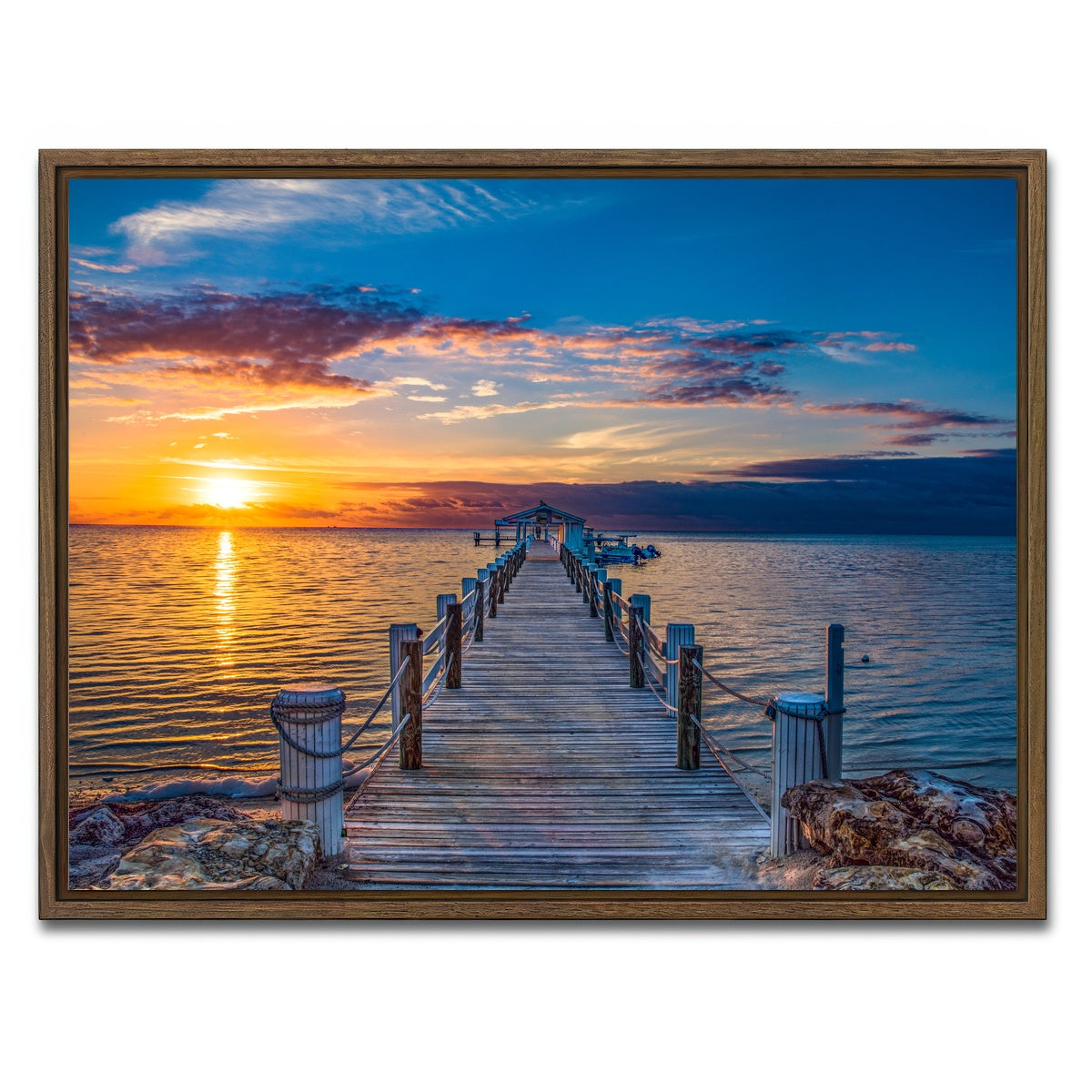 AUTO-MOCKUP WHITE | Islamorada Florida Keys Dock Pier | 1 Piece | Walnut Framed Canvas | group=4x3