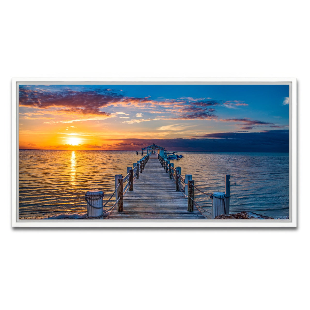 AUTO-MOCKUP WHITE | Islamorada Florida Keys Dock Pier | 1 Piece | White Framed Canvas | group=2x1