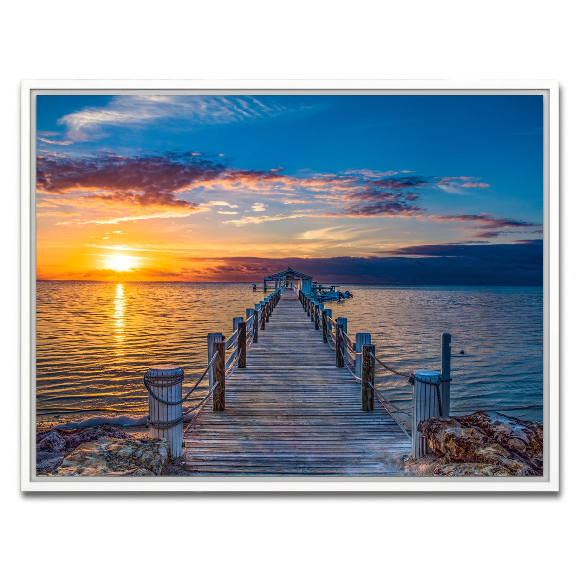 AUTO-MOCKUP WHITE | Islamorada Florida Keys Dock Pier | 1 Piece | White Framed Canvas | group=4x3