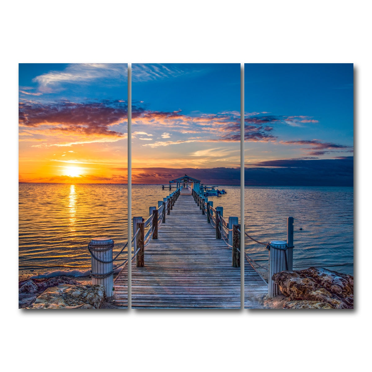 AUTO-MOCKUP WHITE | Islamorada Florida Keys Dock Pier | 3 Piece | Gallery Wrap Canvas | group=8x18