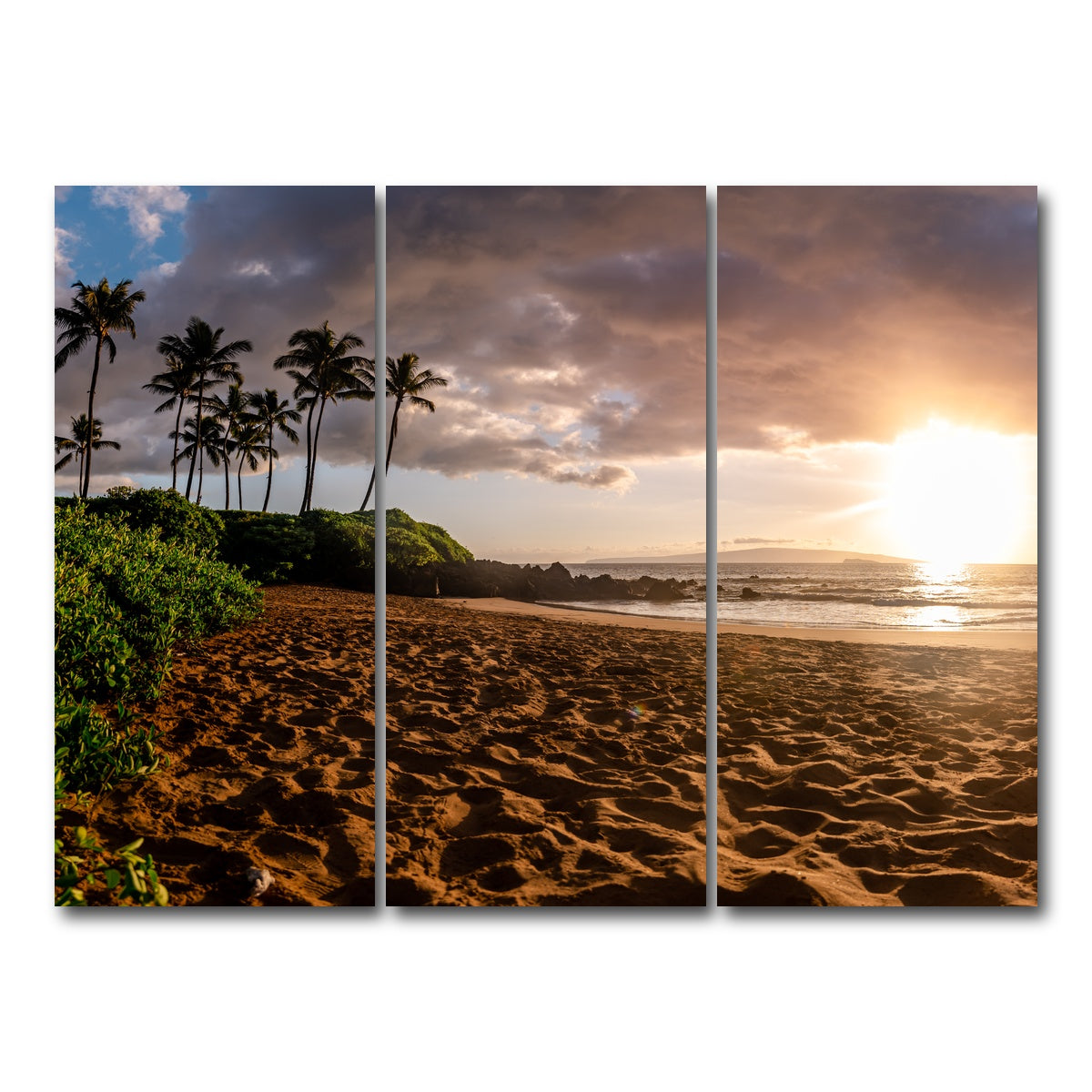 AUTO-MOCKUP WHITE | Island Sunset | 3 Piece | Gallery Wrap Canvas | group=8x18