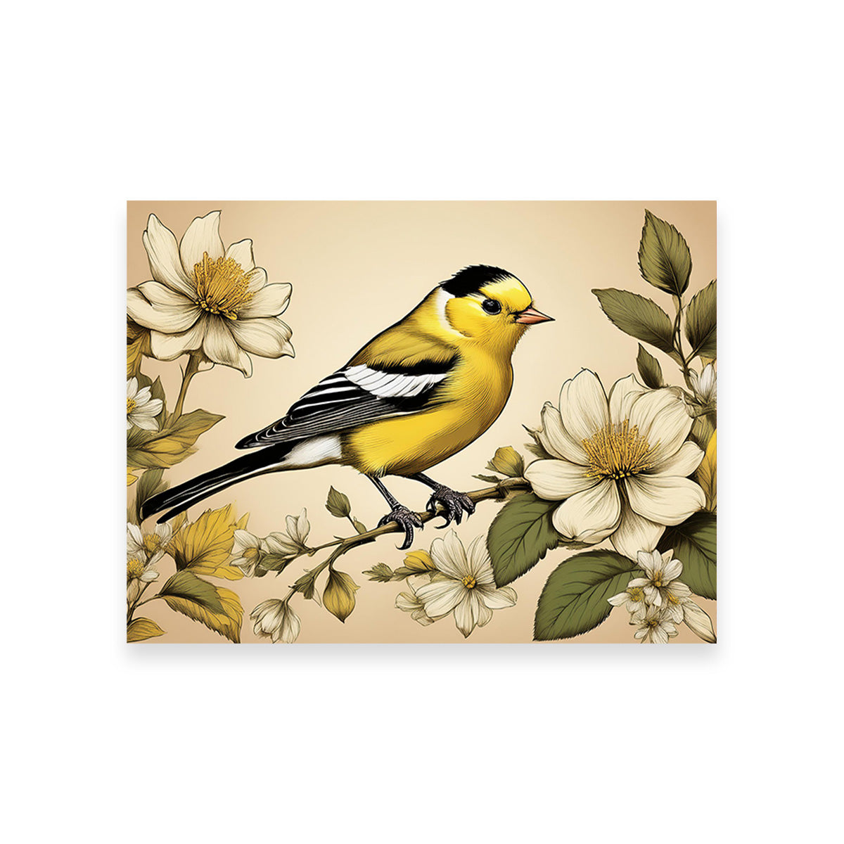 JJ Audubon's Style American Goldfinch Wall Art